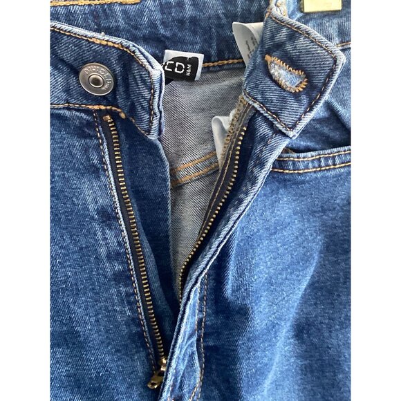 H&M Divided Jeans Washed Dark Blue Denim High Waist XS Straight Leg Women - Picture 9 of 13